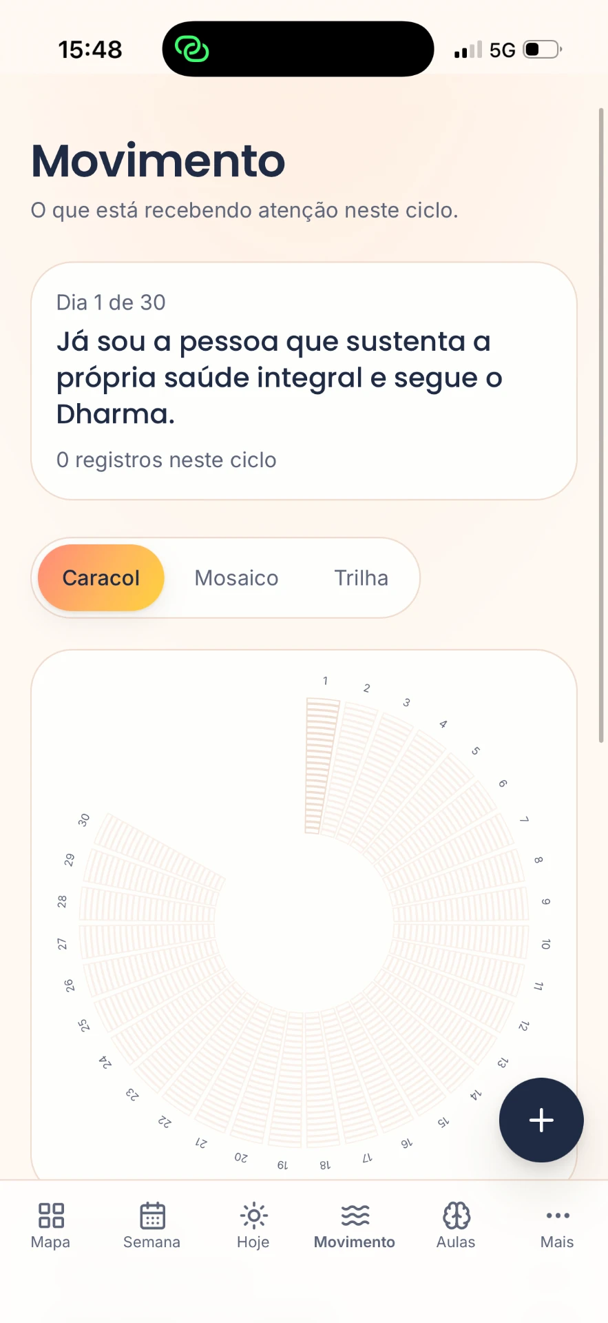 Tela Movimento do aplicativo REALizar