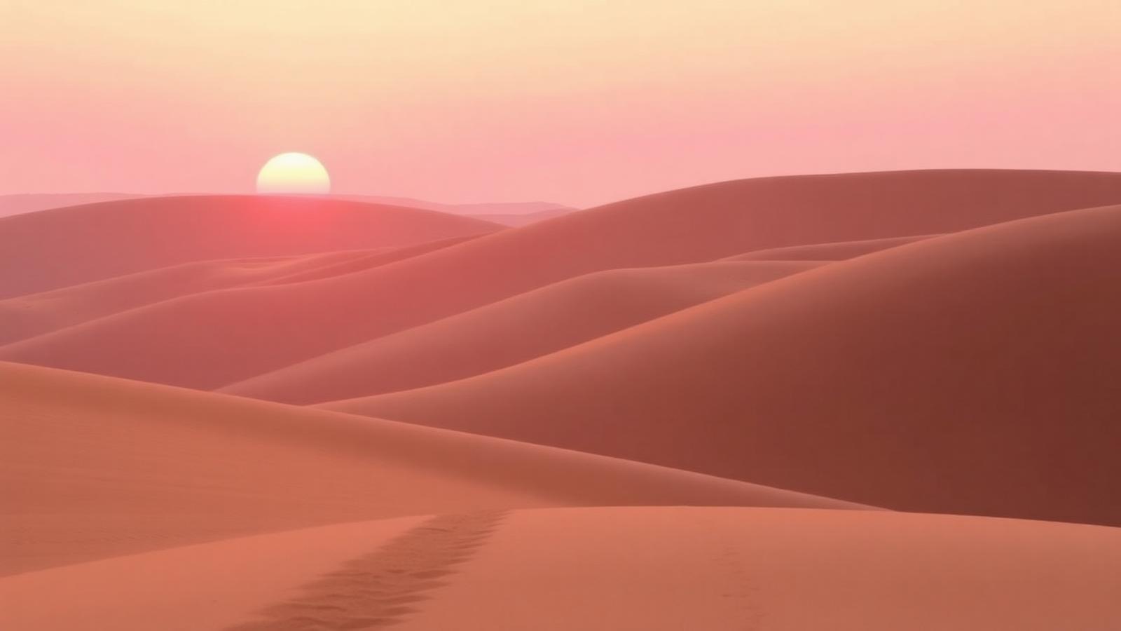 Amanhecer sobre um caminho suave entre colinas